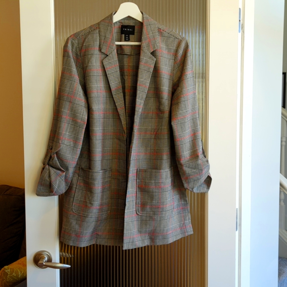 Tribal Houndstooth Boyfriend Jacket